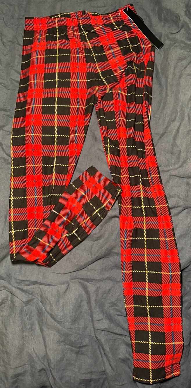 NWT Red Plaid Leggings